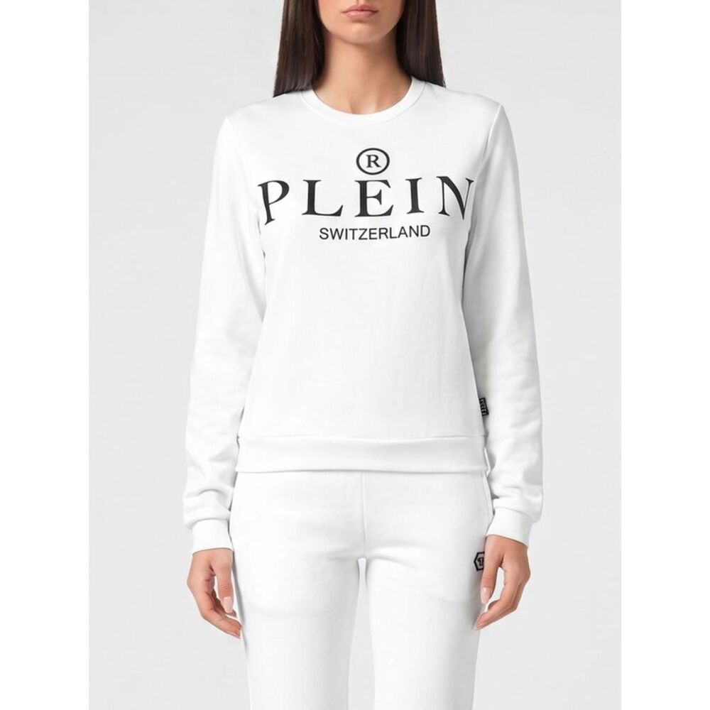 Crewneck Cotton Sweatshirt Philipp Plein With Contrast Logo Print